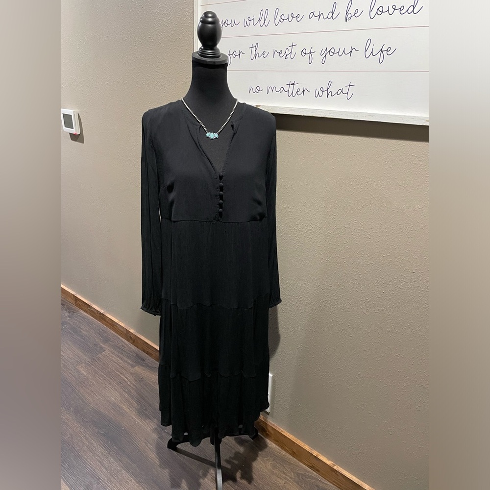 Loft Black Dress long sleeve -Size Small - Picture 3 of 11